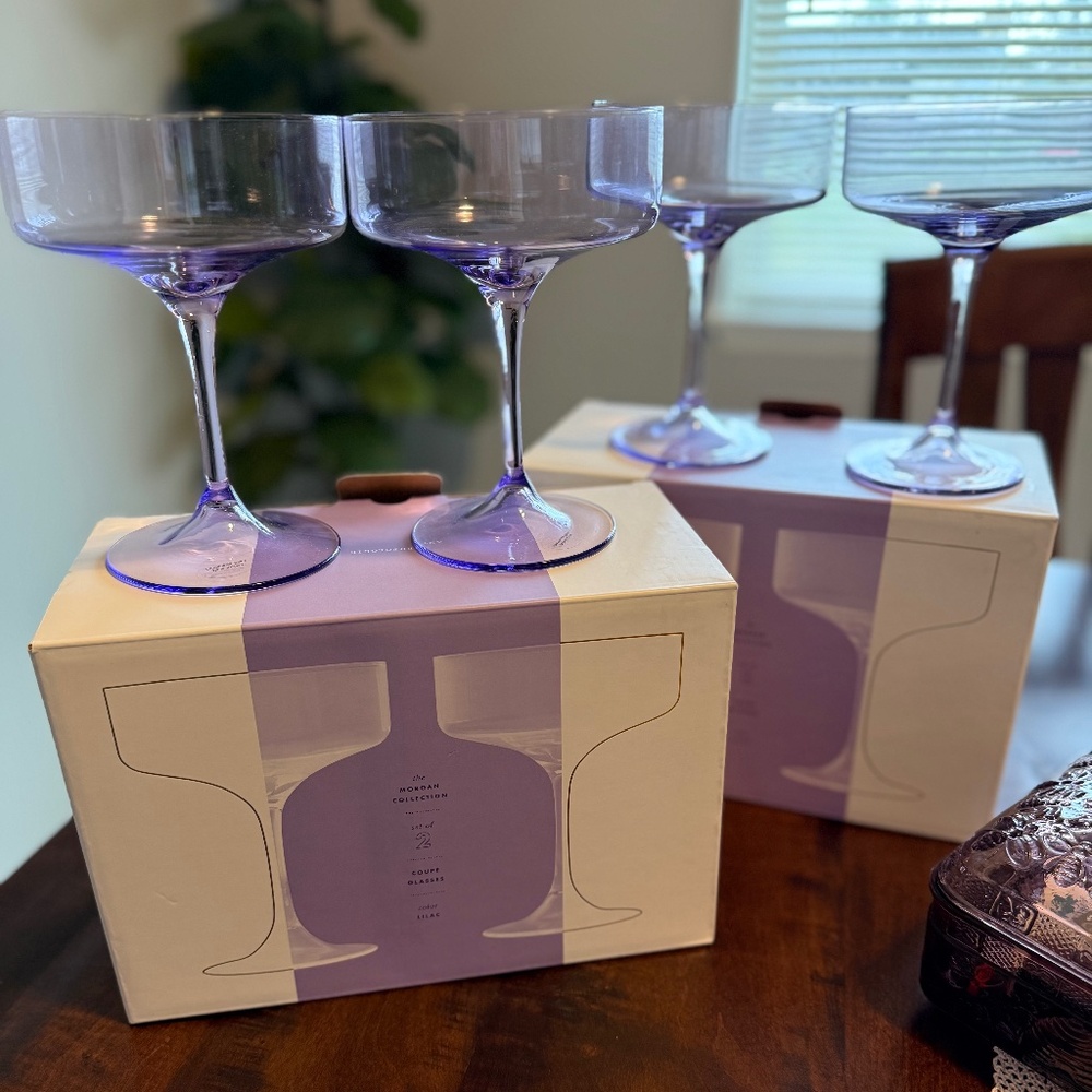 Anthropologie Morgan Lilac Coupe Glasses Set of 4 Lilac